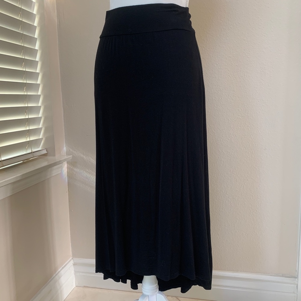 Bobeau Black Knit Hi-Lo Skirt Stretch Waist